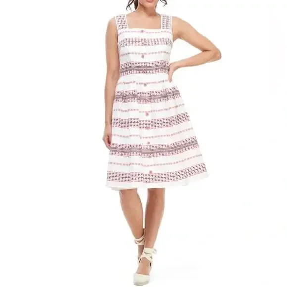 GAL MEETS GLAM Ashton Striped Square Neck Dobby Sundress Sundress NWT US 10 - Picture 2 of 10